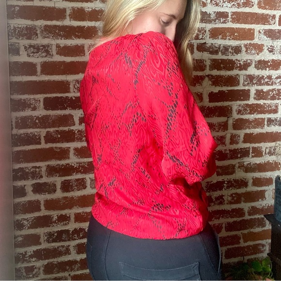 Vintage Liz Roberts red & black blouse - Picture 7 of 9